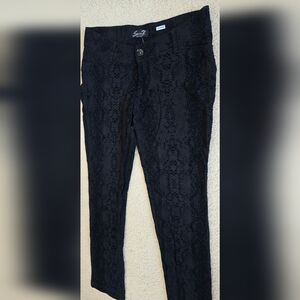 🌈SEVEN 7 Snakeskin Print Jeans Pants Black Rayon Nylon Mid Rise Size 8
